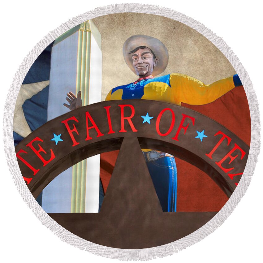 Big Tex Round Beach Towel featuring the photograph The State Fair of Texas by David and Carol Kelly