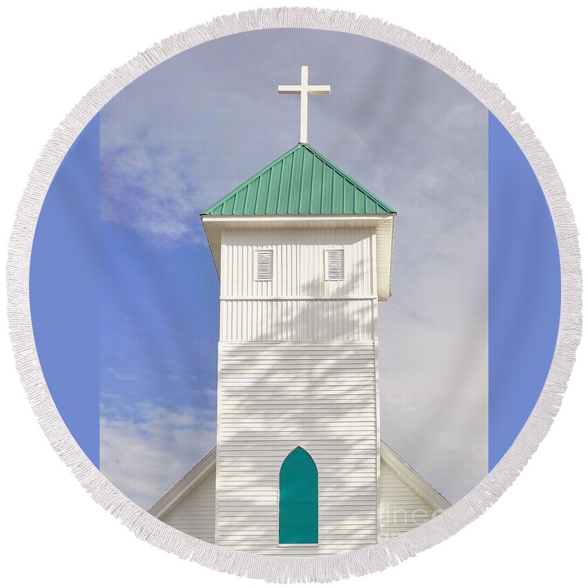 Steeple Round Beach Towel featuring the photograph The Steeple by Merle Grenz