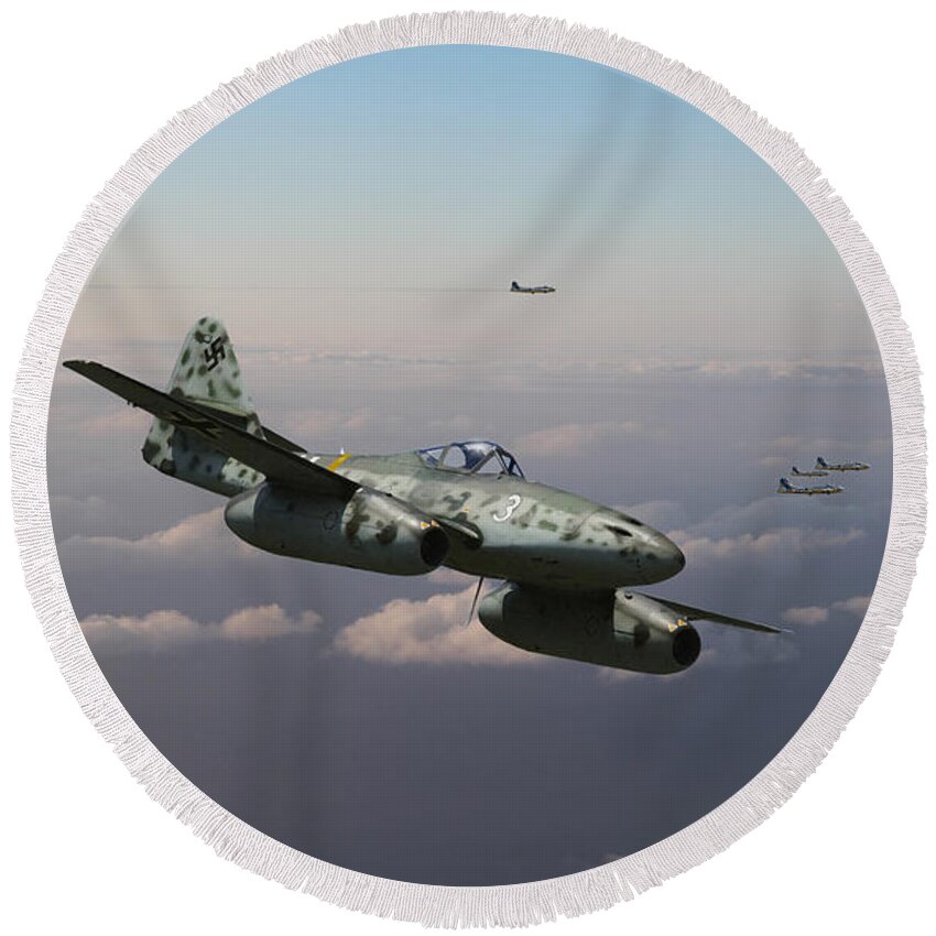 Usaaf Round Beach Towel featuring the digital art The Straggler by Mark Donoghue