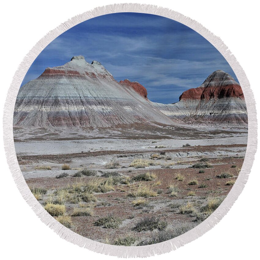 Arizona Round Beach Towel featuring the photograph the TeePees by Gary Kaylor