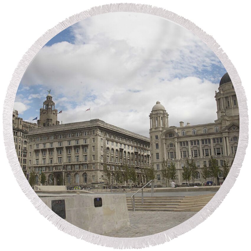Architecture Round Beach Towel featuring the photograph The three Graces by Christopher Rowlands