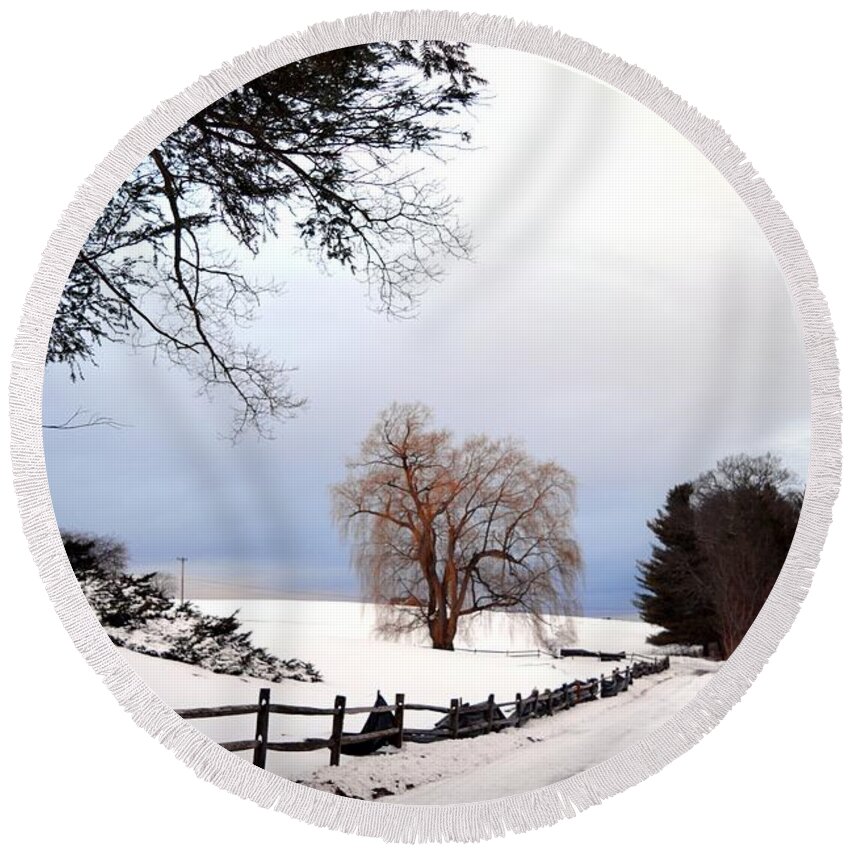 Trees Round Beach Towel featuring the photograph The Tree by Dani McEvoy