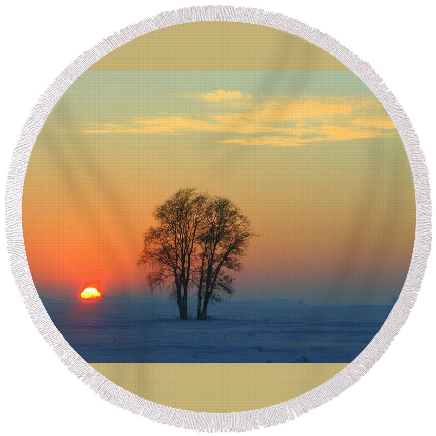 Landscape Round Beach Towel featuring the photograph The Twins by Julie Lueders 
