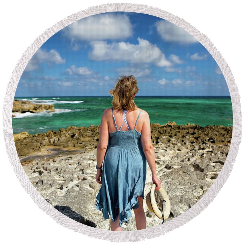 Breezy Round Beach Towel featuring the photograph The View by David Buhler