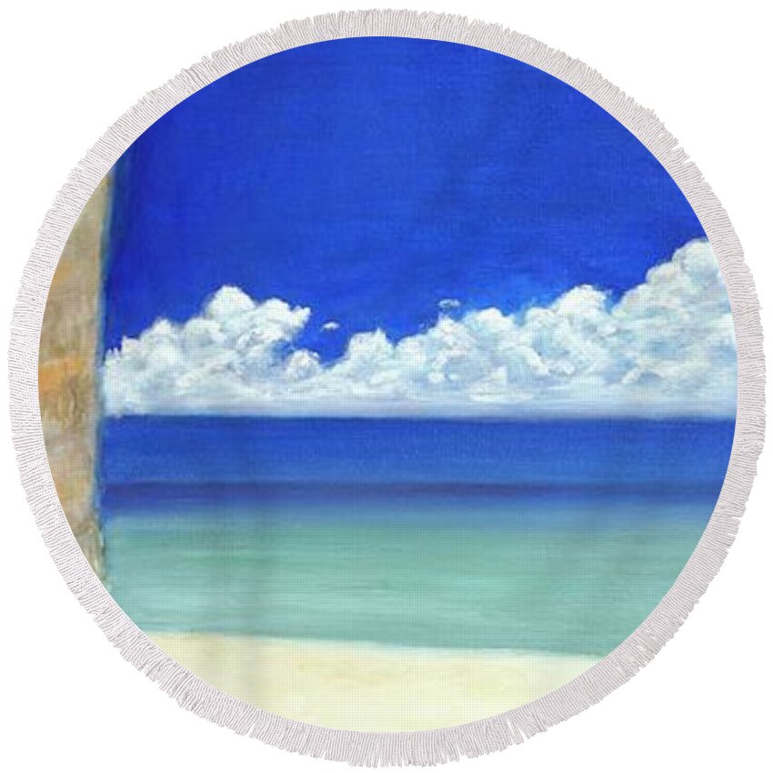 Beach Round Beach Towel featuring the painting The Warmth of Solitude by Mike Jenkins