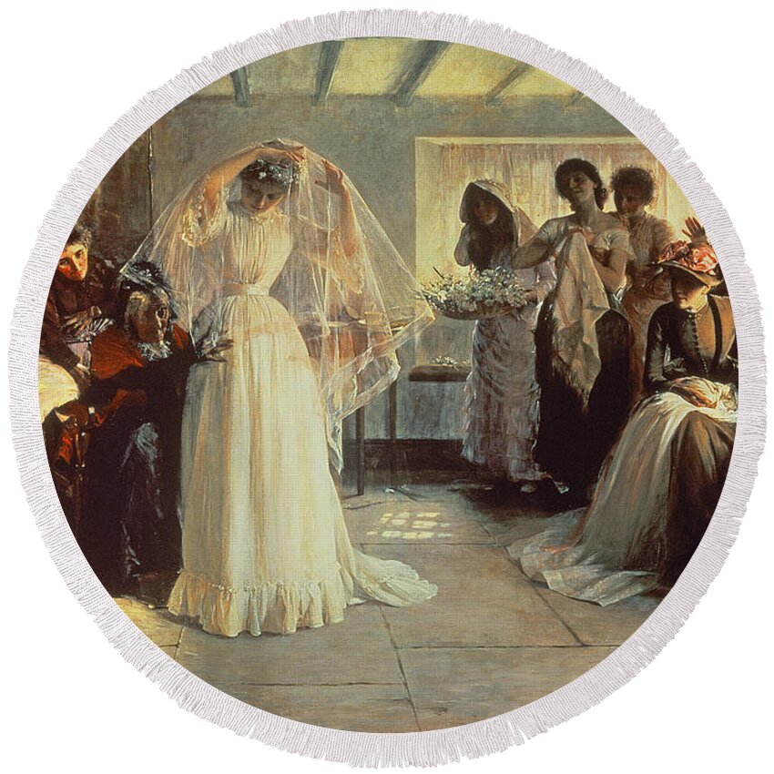 Wedding Round Beach Towel featuring the painting The Wedding Morning by John Henry Frederick Bacon
