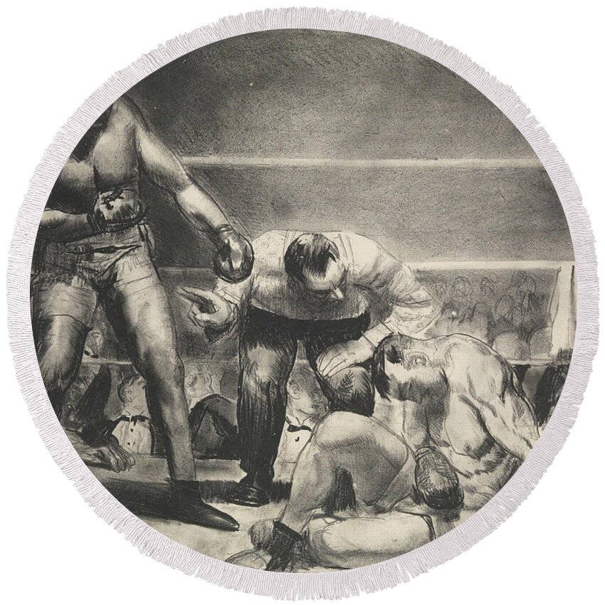 19th Century Art Round Beach Towel featuring the relief The White Hope by George Bellows