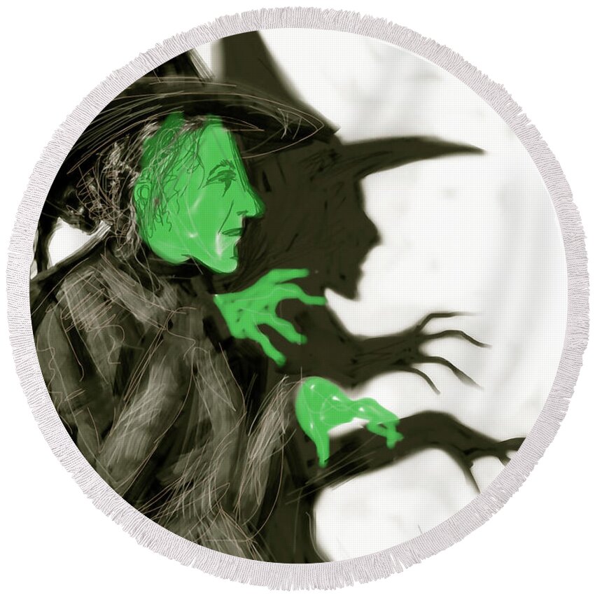 Wicked Round Beach Towel featuring the digital art The Wicked Witch by Russell Pierce