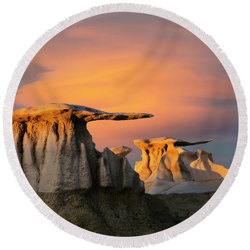 Hoodoo Round Beach Towel featuring the photograph The Wings Of The Bisti by Bob Christopher