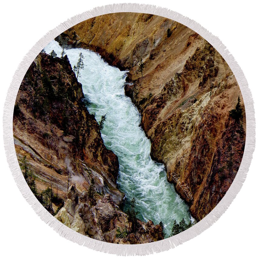 Landscape Round Beach Towel featuring the photograph The Yellowstone by Adam Morsa