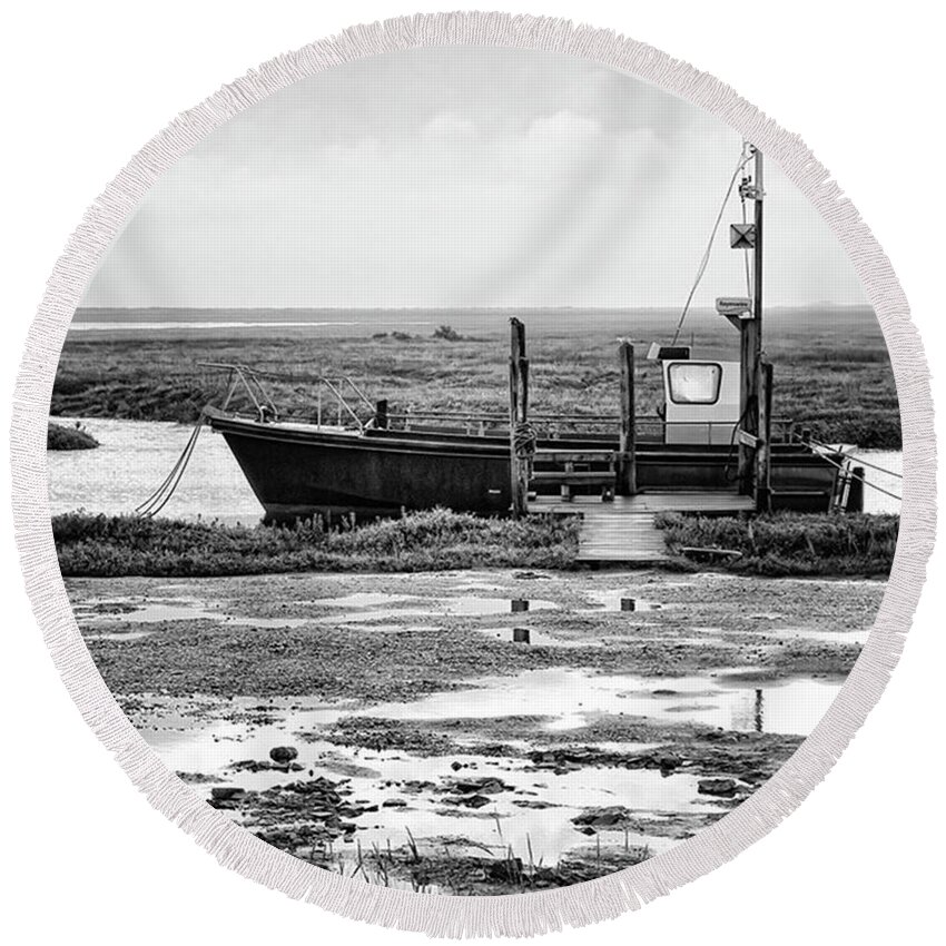 Amazing Round Beach Towel featuring the photograph Thornham Harbour, North Norfolk by John Edwards