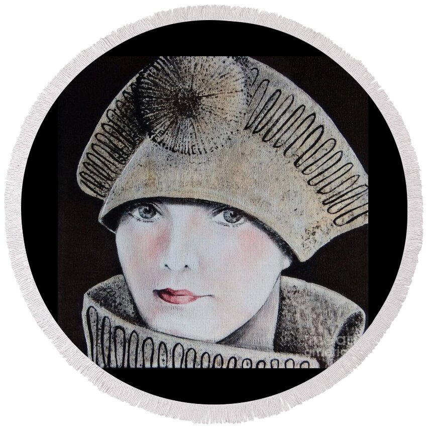Flapper Round Beach Towel featuring the painting Those Irresistible Grays by Barbara Chase