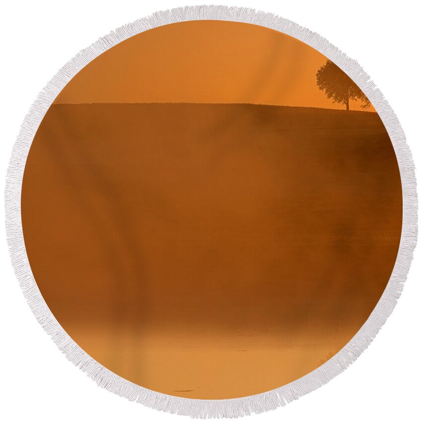 Sunrise Round Beach Towel featuring the photograph Three Trees by Don Spenner