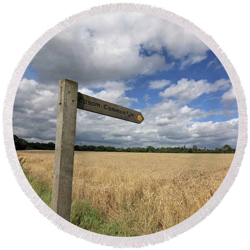 The Way Home English Countryside Round Beach Towel featuring the photograph Through English Countryside by Julia Gavin