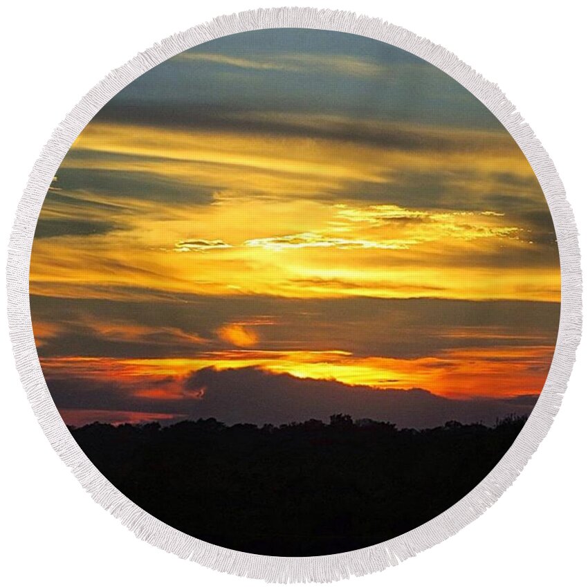 Cloudscape Round Beach Towel featuring the photograph #throwback To Another #gorgeous #texas by Austin Tuxedo Cat