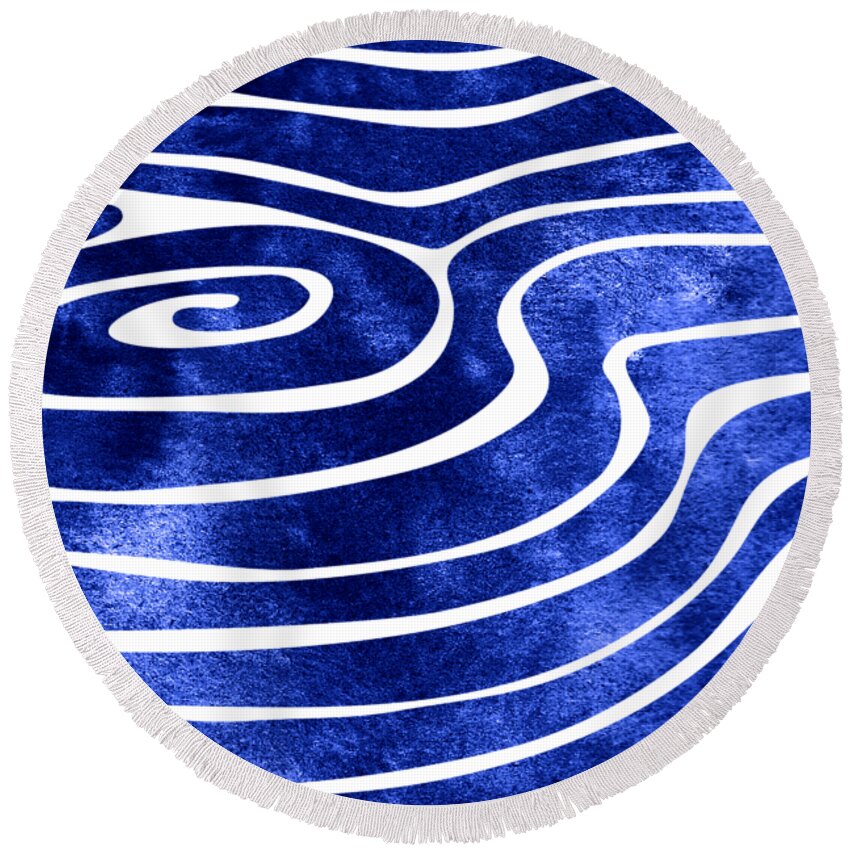 Swell Round Beach Towel featuring the mixed media Tide VI by Stevyn Llewellyn