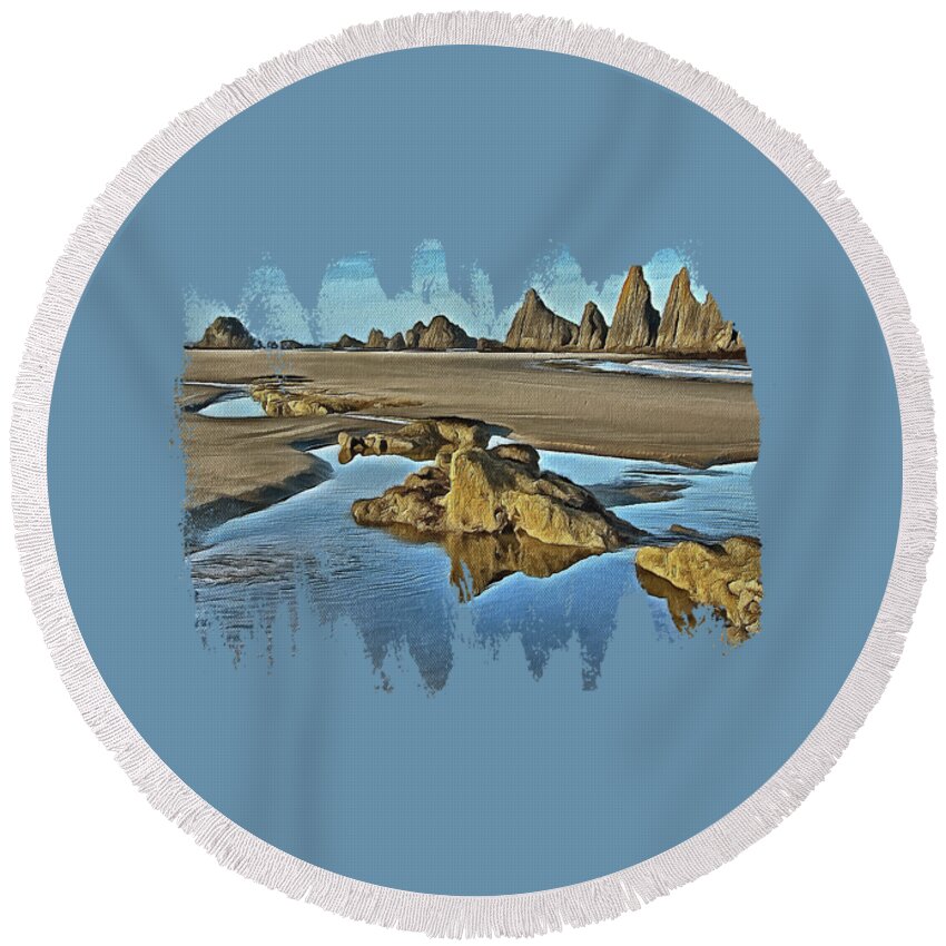 Ocean Round Beach Towel featuring the photograph Tides Out At Seal Rock Beach by Thom Zehrfeld