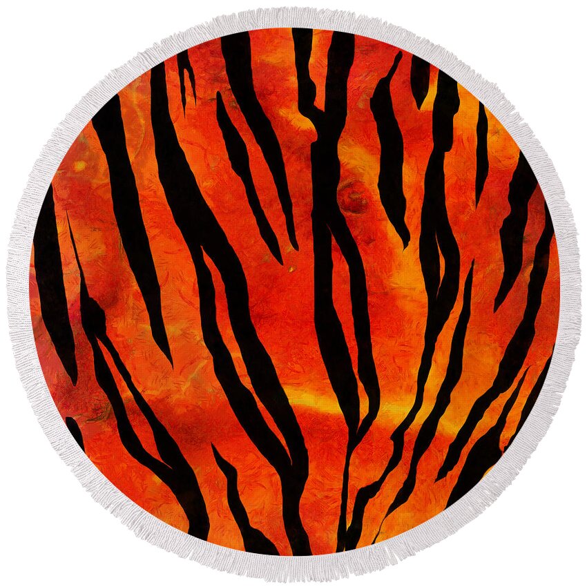 Tiger Round Beach Towel featuring the photograph Tiger Pattern Square 2 by Edward Fielding