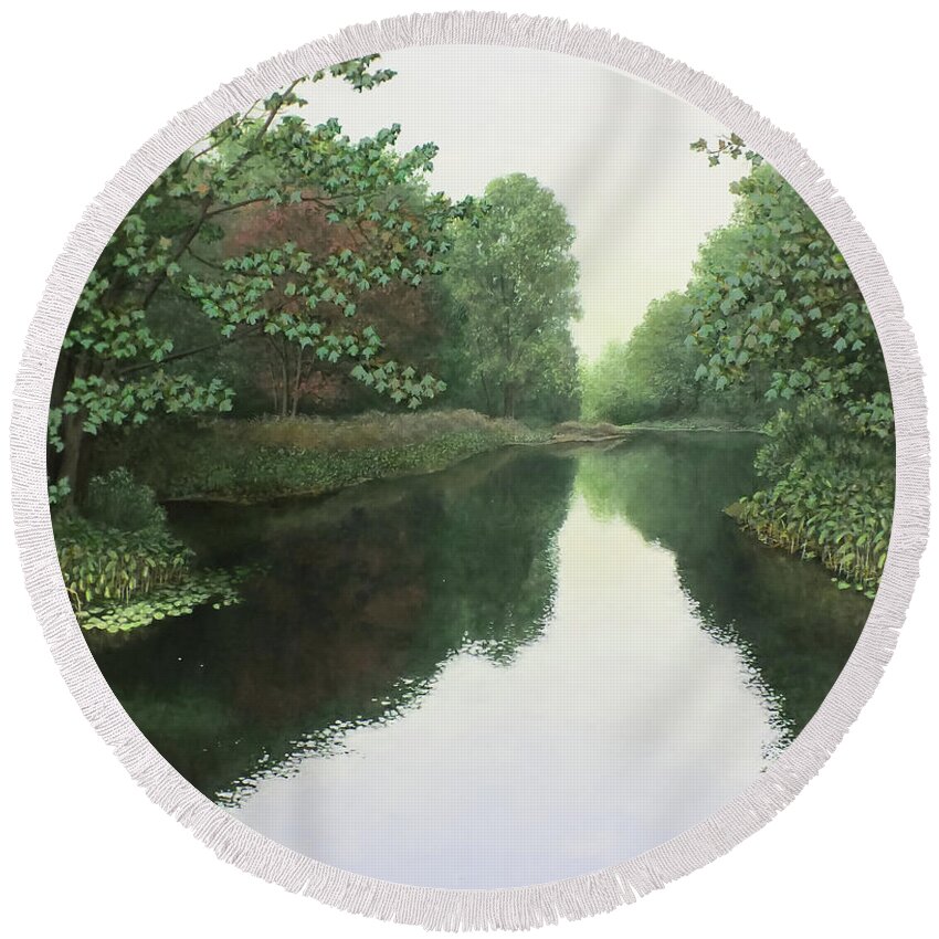 Timeless Round Beach Towel featuring the painting Timeless by Marc Dmytryshyn