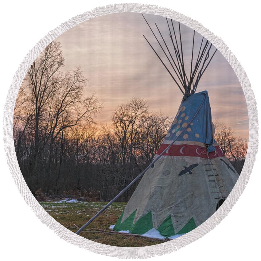 Orange County Land Trust Round Beach Towel featuring the photograph Tipi Sunset by Angelo Marcialis