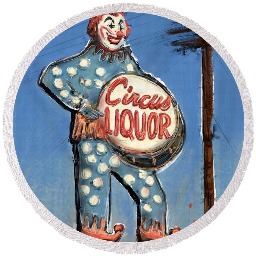 Clown Round Beach Towel featuring the mixed media Tipsy the Clown by Russell Pierce