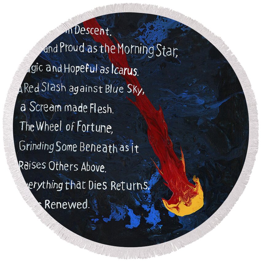 Phoenix Round Beach Towel featuring the painting To Fall by Matthew Mezo