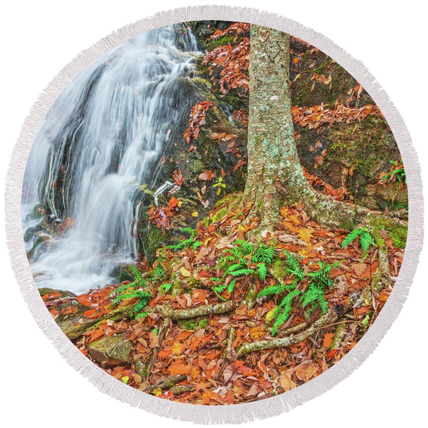 Crabtree Falls Round Beach Towel featuring the photograph To Live Is To Suffer. To Survive Is To Find Some Meaning In Suffering. by Bijan Pirnia