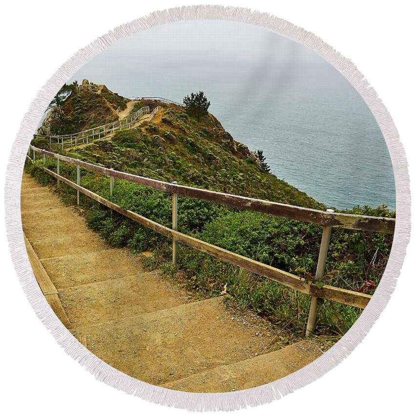 Path Round Beach Towel featuring the photograph To the End of the Earth by Steve Ondrus