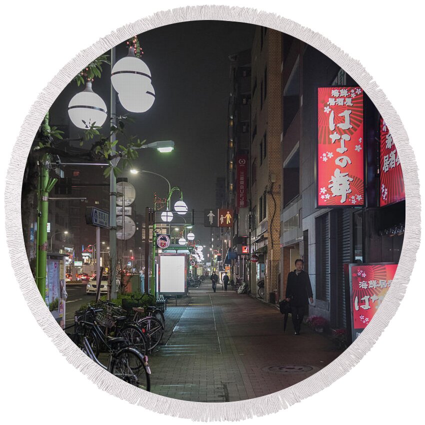 People Round Beach Towel featuring the photograph Tokyo Streets, Asakusa, Japan by Perry Rodriguez
