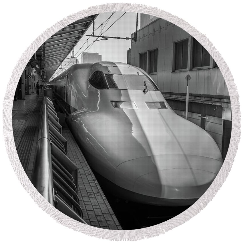 Tokyo Round Beach Towel featuring the photograph Tokyo to Kyoto Bullet Train, Japan 3 by Perry Rodriguez