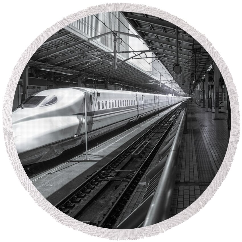 Tokyo Round Beach Towel featuring the photograph Tokyo to Kyoto, Bullet Train, Japan by Perry Rodriguez
