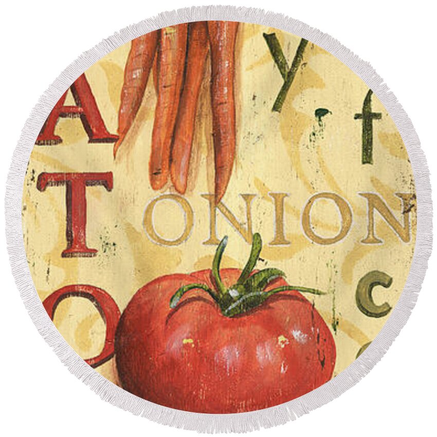Kitchen Round Beach Towel featuring the painting Tomato Soup by Debbie DeWitt