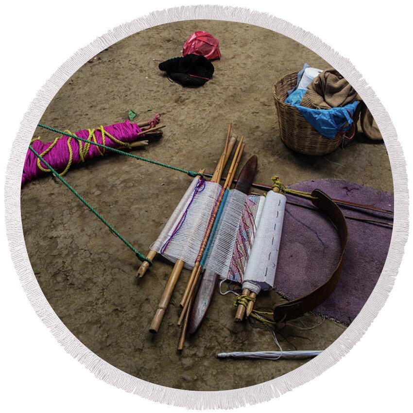Chiapas Round Beach Towel featuring the photograph Tools of the Trade by Kathy McClure