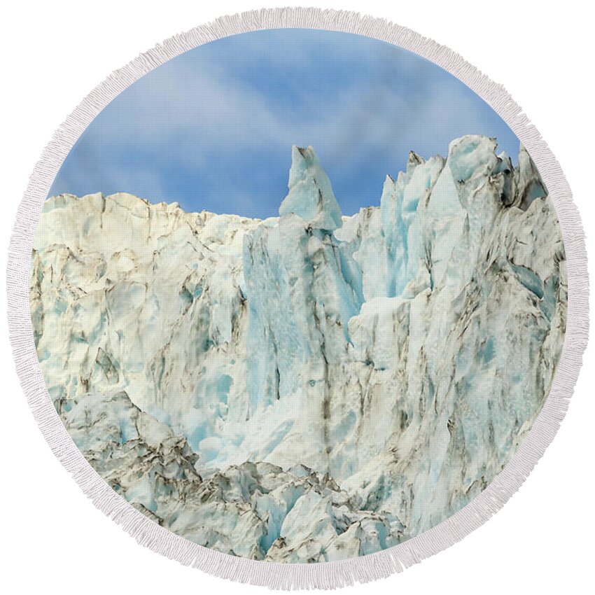 Alaska Round Beach Towel featuring the photograph Top of the Glacier by Joni Eskridge