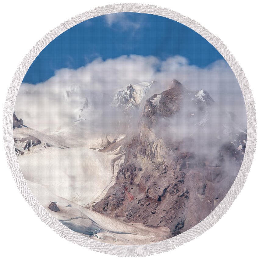 Mount Hood Round Beach Towel featuring the photograph Top Of The World by Kristina Rinell
