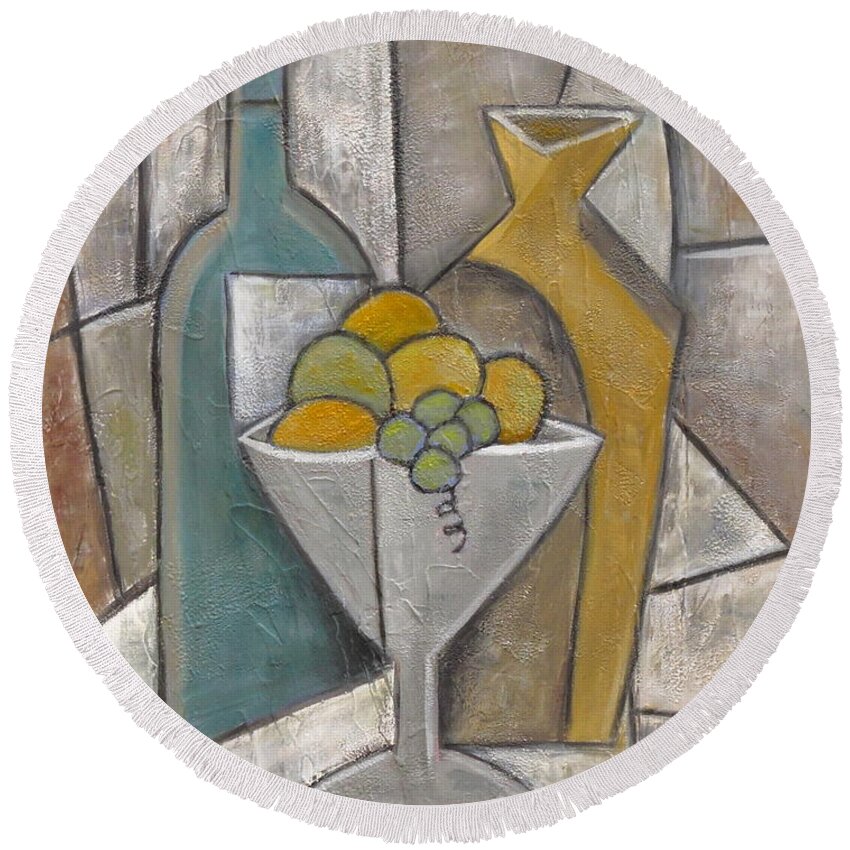 Still Life Round Beach Towel featuring the painting Top Shelf by Trish Toro