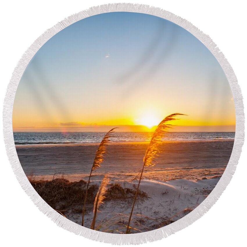 Sunrise Round Beach Towel featuring the photograph Outer Banks OBX #3 by Buddy Morrison