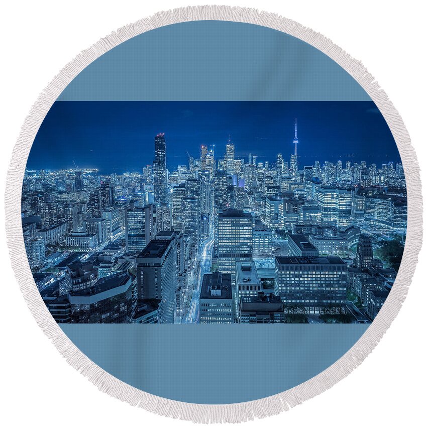 Toronto Round Beach Towel featuring the digital art Toronto by Super Lovely