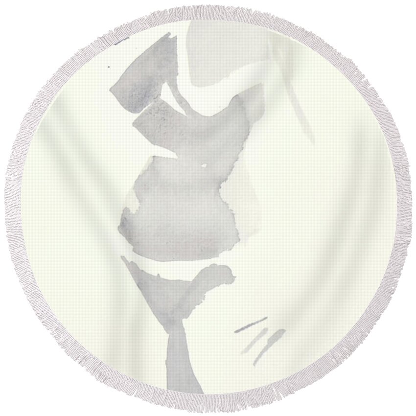 Torso Round Beach Towel featuring the painting torso_1228_clean_Up to 70 x 90 cm on canvas by Marica Ohlsson