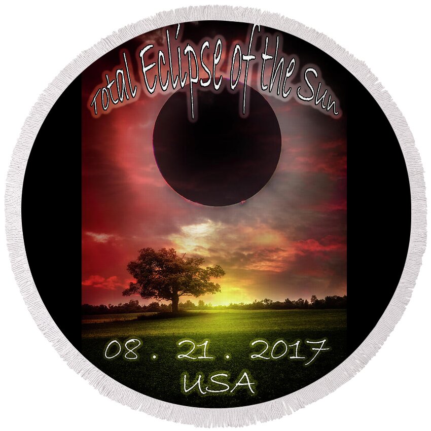 Cool Round Beach Towel featuring the photograph Total Eclipse of the Sun in America by Debra and Dave Vanderlaan
