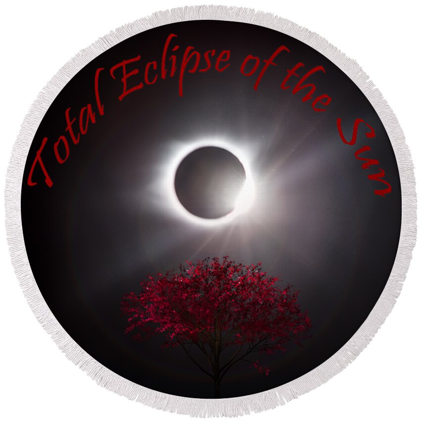 Total Round Beach Towel featuring the photograph Total Eclipse T shirt Art by Debra and Dave Vanderlaan