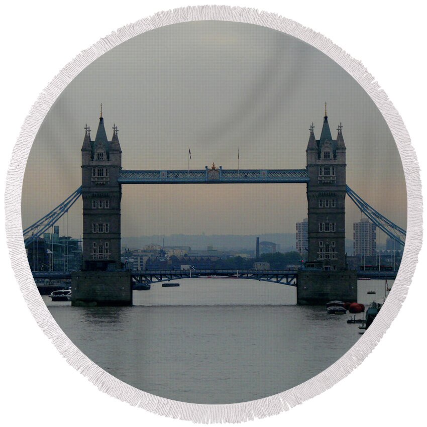 London Round Beach Towel featuring the photograph Tower Bridge, London by Misentropy