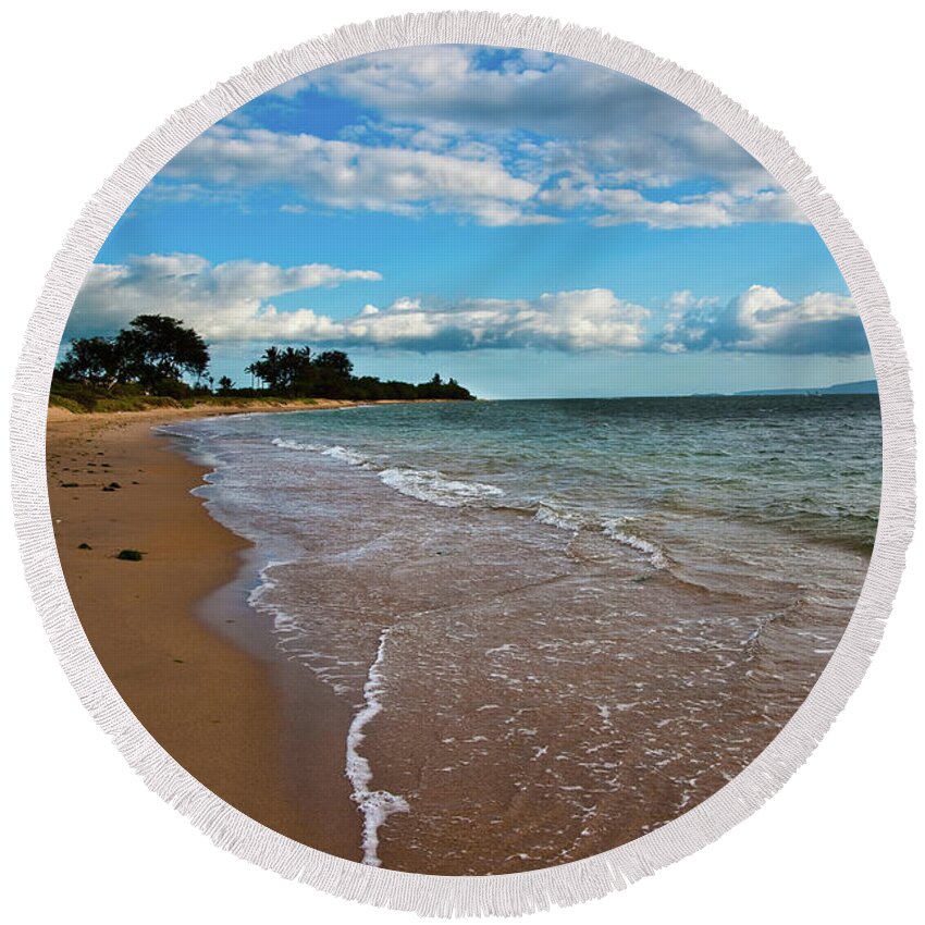 Ocean Round Beach Towel featuring the photograph Tranquil Beach by Harry Spitz