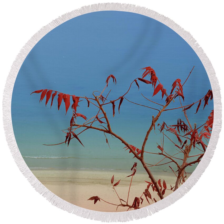 Landscape Round Beach Towel featuring the photograph Tranquil Blue by Arthur Fix