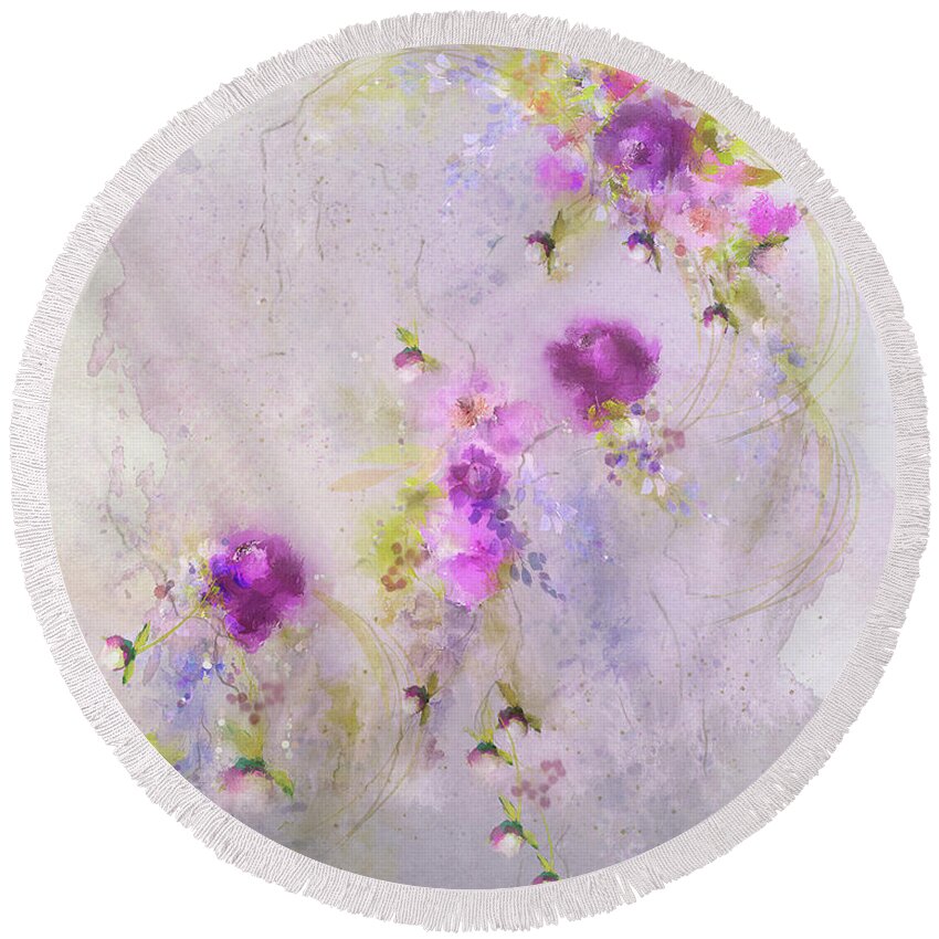 Lavender Round Beach Towel featuring the mixed media Tranquility by Colleen Taylor