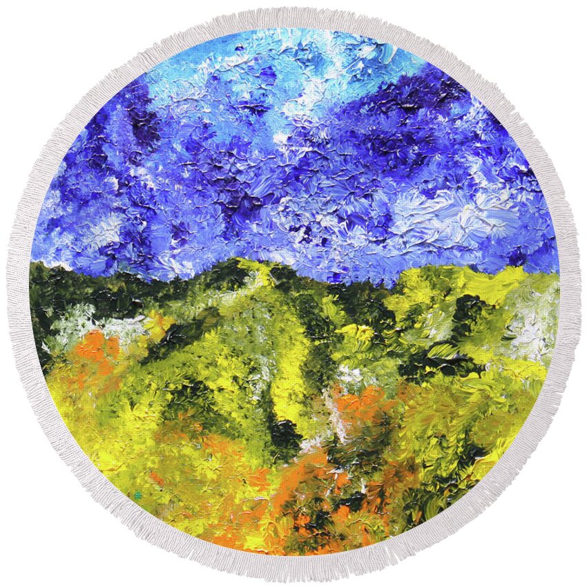 Fusionart Round Beach Towel featuring the painting Transition by Ralph White