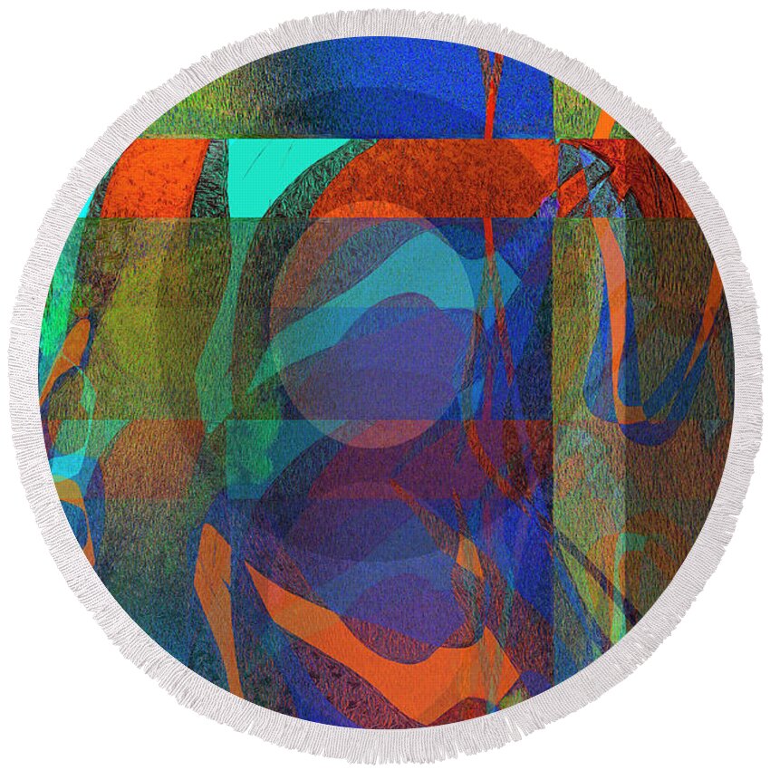 Abstract Round Beach Towel featuring the digital art Transitory Phase 2 by Lynda Lehmann