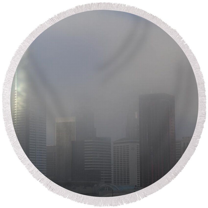 Clouds Round Beach Towel featuring the photograph Translucent Skyline by Suzanne Lorenz