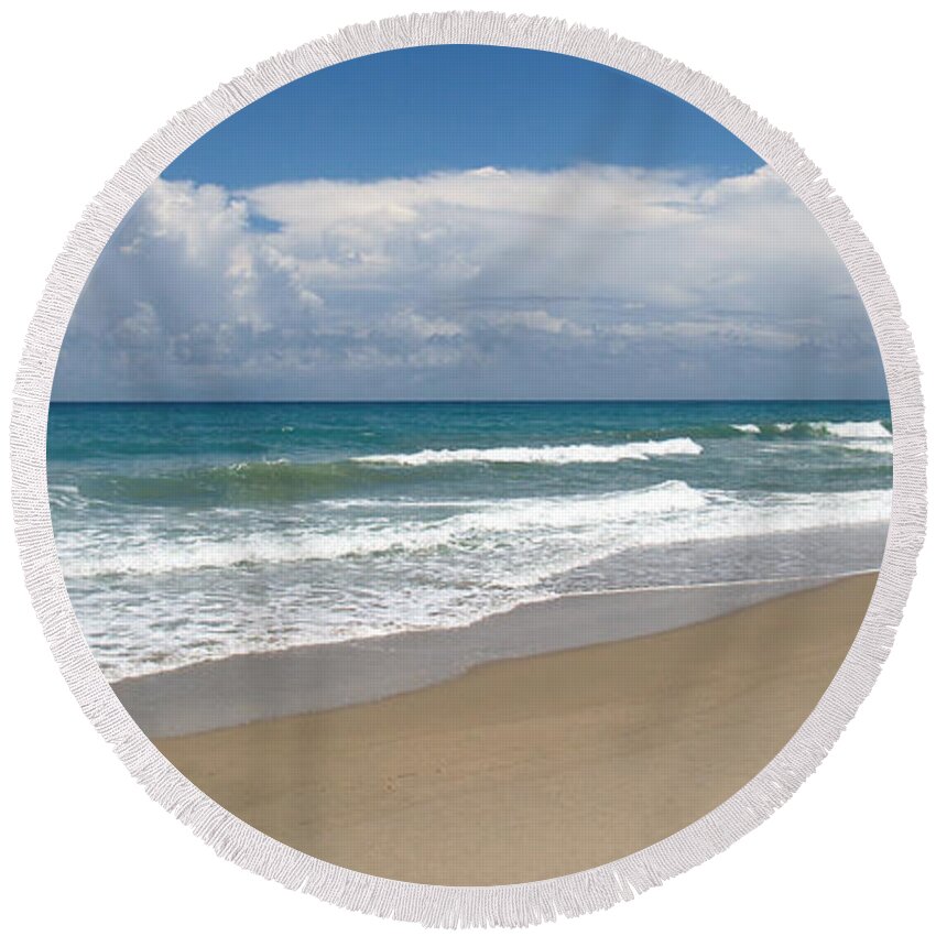 Beach Round Beach Towel featuring the photograph Treasure Coast Beach Florida Seascape C4 by Ricardos Creations