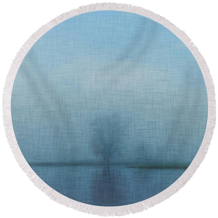 Image Round Beach Towel featuring the photograph Tree Among Waters by Inspired Arts